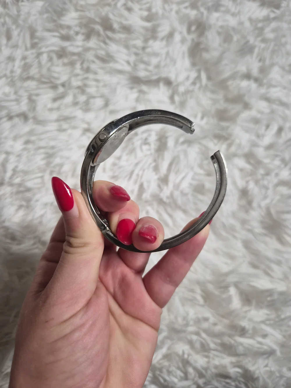 Vintage Y2K Claire's Watch Silver Tone Hinge Bracelet Style Hinged Round Face